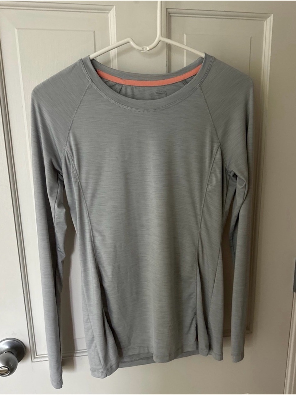 RBX Long Sleeve Performance Tee in Light Gray with Coral Trim